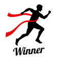 Winner runner crossing finish line sports vector image