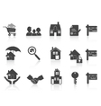 Black real estate icon Black real estate icon vector image