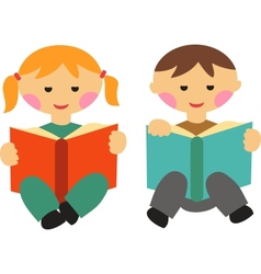 Boy and girl reading books vector image