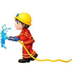 A fireman holding a water hose vector image