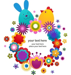 Easter greeting card with bunny and bird vector image