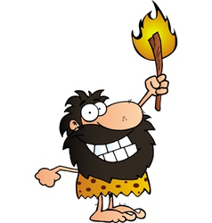 Caveman holding up a torch vector image