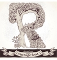 Fable forest hand drawn by a vintage font - R vector image