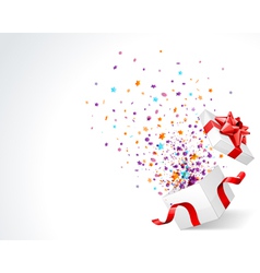 Open explore gift with fly stars vector image
