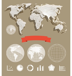 World map and different charts vector image