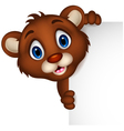 Cute little brown bear cartoon with blank sign vector image