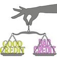 Person Good Bad Credit scales choice Person Good Bad Credit scales choice vector image