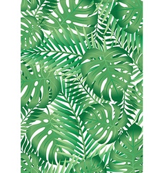 Green tropical palm tree leaves background vector image