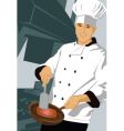 Chef with pan vector image