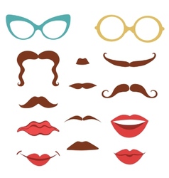 Party set with mustaches lips eyeglasses vector image