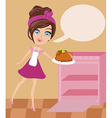 Lovely housewife roast chicken vector image