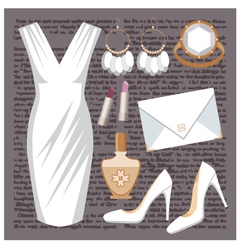 Fashion set with a dress vector image