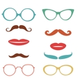 Party set with mustaches lips eyeglasses vector image