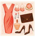 Fashion set with a dress vector image