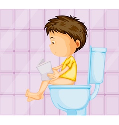 A boy sitting on commode vector image