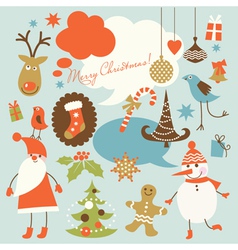 Christmas background collection of icons vector image