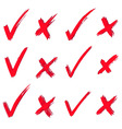 Set of red painted ticks vector image