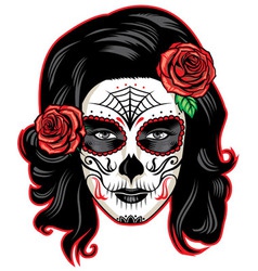Day of the dead girl with sugar skull makeup vector image