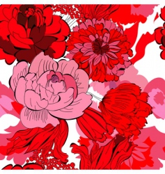 Seamless pattern with red flowers vector image