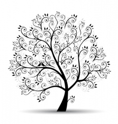 Art tree beautiful black silhouette vector image