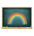 Drawing rainbow by a chalk vector image