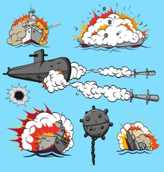 Set of warships vector image