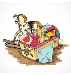 Toys sketch box vector image