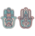 Indian hand drawn hamsa with ornaments vector image