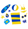 Retro summer and beach icons vector image