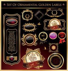 Set of ornamental golden labels and medallions vector image