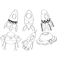 Silhouettes of the different spaceships vector image