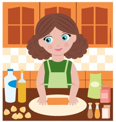 Woman prepares dough vector image