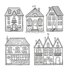 Funny doodle houses hand drawn Funny doodle houses hand drawn vector image