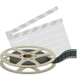 Film reel and clapboard vector image