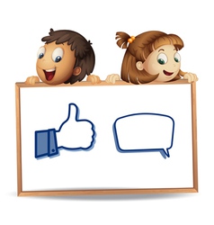 Kids with thumb and call out vector image