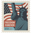 Postage stamp with statue of liberty and flag usa vector image