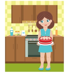 Young woman with a pie vector image