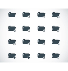 Black folder icons set vector image