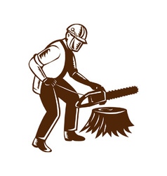 Lumberjack Tree Surgeon Arborist Chainsaw vector image