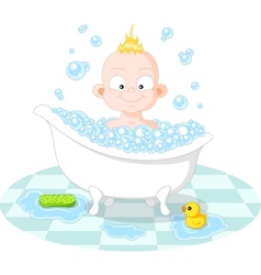 Happy smiling boy in the bath vector image