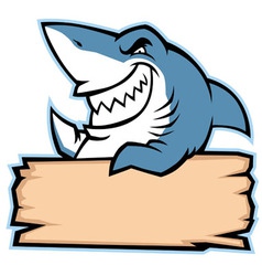 Shark hold wood sign Shark hold wood sign vector image