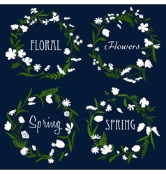 Wreaths with white flowers and herbs vector image