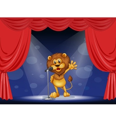 A lion singing at the center of the stage A lion singing at the center of the stage vector image