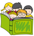 Children reading a book vector image