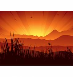 Landscape sunset vector image