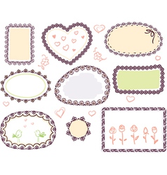 Doodle floral frame set vector image