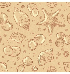 Vintage beige seamless seashells pattern Vintage beige seamless seashells pattern vector image