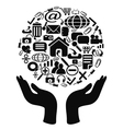 Hands holding icons vector image