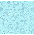 Light blue seamless seashells pattern vector image
