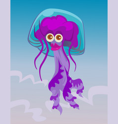 Cute happy smiling female jellyfish character vector image